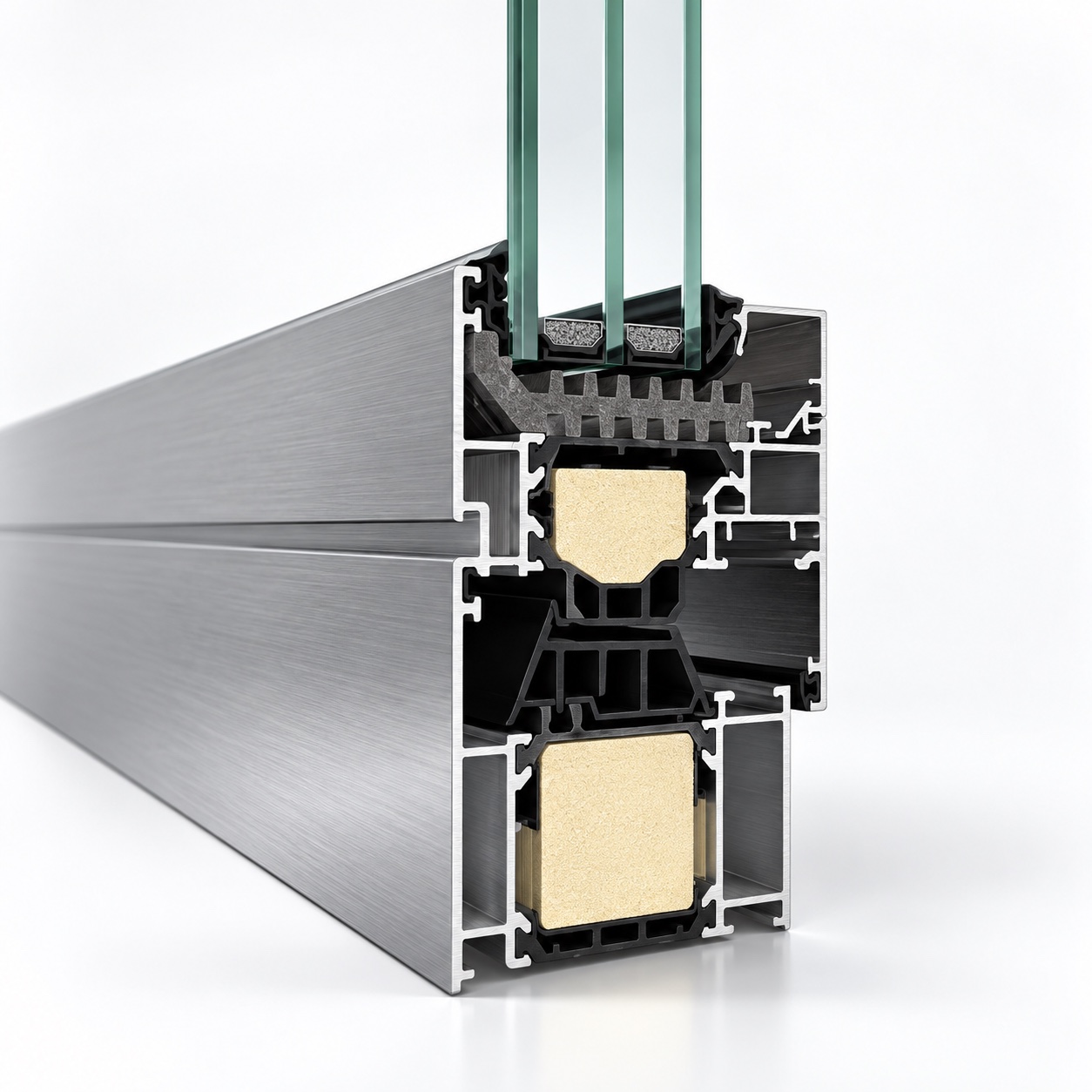 High-resolution thermally broken aluminium window profile cross-section